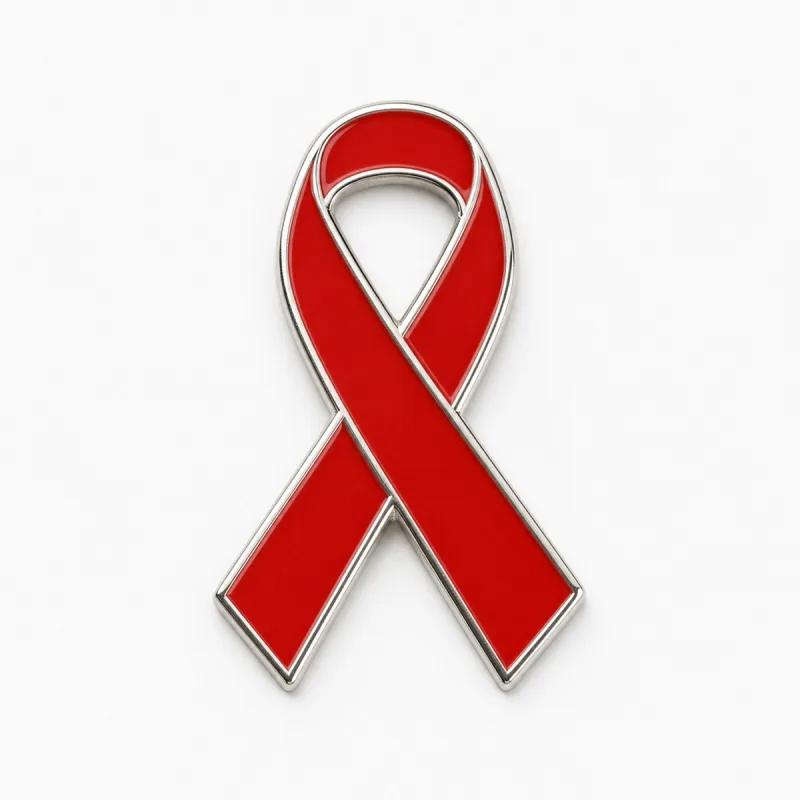 Pin de lazo rojo para la concientización sobre el VIH/sida