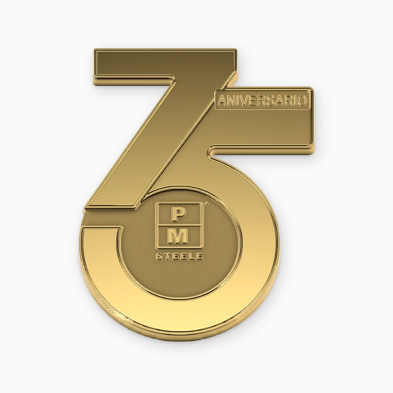 Pin troquelado dorado calado con la forma del número 75