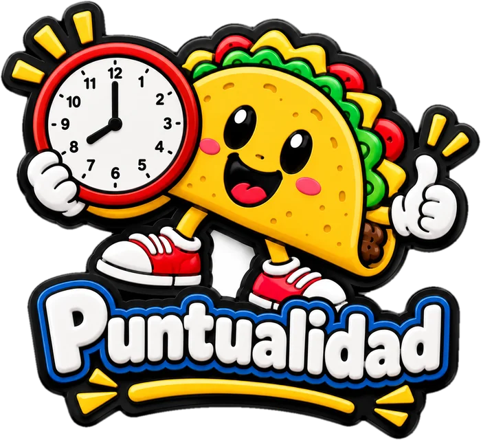 Pin de reconocimiento Puntualidad con un taco y un reloj