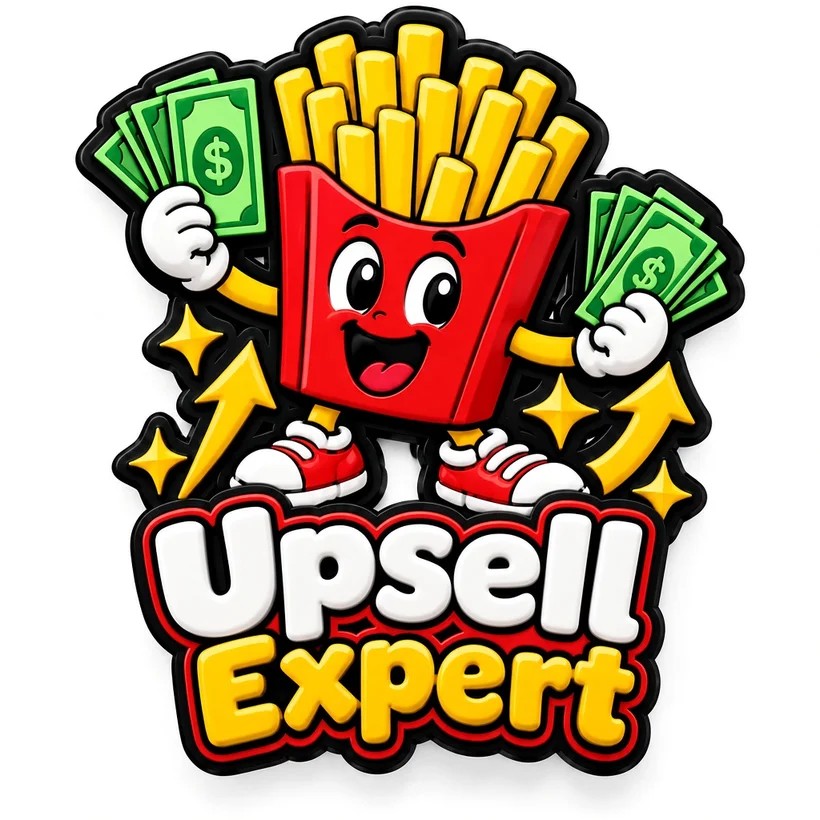Pin de papas fritas con billetes "Upsell Expert" para premiar la venta sugerida